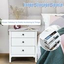Nightstand Beside End Side Table Organizer with 3 Drawers-White