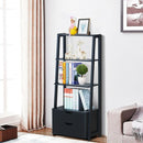 4-Tier Ladder Bookshelf Storage Display with 2 Drawers