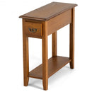 2 Pieces 2 Tier Sofa Side End Table with Drawer and Open Shelf-Yellow