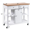 Rolling Kitchen Trolley Island Utility Cart Storage Shelf-White