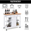 Rolling Kitchen Trolley Island Utility Cart Storage Shelf-White