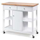 Rolling Kitchen Trolley Island Utility Cart Storage Shelf-White