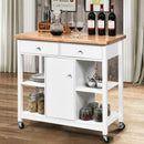 Rolling Kitchen Trolley Island Utility Cart Storage Shelf-White