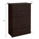 Functional Storage Organized Dresser with 5 Drawer-Espresso