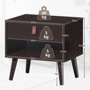 Nightstand Bedroom Table with Drawer Storage Shelf-Brown