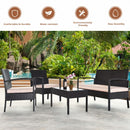 4 Pcs Patio Furniture Sets Rattan Chair Wicker Set Outdoor Bistro