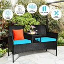 Patio Rattan Conversation Set Seat Sofa-Turquoise