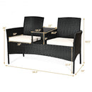 Patio Rattan Set Sofa Cushioned Loveseat Glass Table Chairs