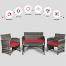 4PCS Patio Rattan Furniture Set-Red