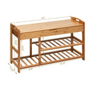 3-Tier Bamboo Shoe Bench Entryway Storage Rack-Beige