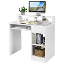 Modern Executive Desk Writing Table with 2-Tier Storage Shelves-White