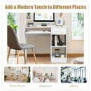 Modern Executive Desk Writing Table with 2-Tier Storage Shelves-White