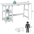 Trestle Computer Desk Home Office Workstation with Removable Shelves-White