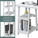 Trestle Computer Desk Home Office Workstation with Removable Shelves-White