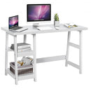Trestle Computer Desk Home Office Workstation with Removable Shelves-White