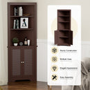 Free Standing Tall Bathroom Corner Storage Cabinet with 3 Shelves-Brown