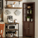 Free Standing Tall Bathroom Corner Storage Cabinet with 3 Shelves-Brown