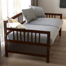 Twin Size Wooden Slats Daybed Bed with Rails-Chocolate