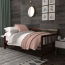 Twin Size Wooden Slats Daybed Bed with Rails-Chocolate
