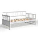 Twin Size Wooden Slats Daybed Bed with Rails-White