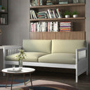 Twin Size Wooden Slats Daybed Bed with Rails-White