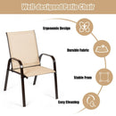 2 Pcs Patio Chairs Outdoor Dining Chair with Armrest-Beige