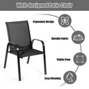 2 Pcs Patio Outdoor Dining Chair with Armrest-Black