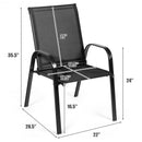 2 Pcs Patio Outdoor Dining Chair with Armrest-Black