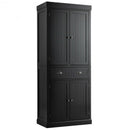 Cupboard Freestanding Kitchen Cabinet w- Adjustable Shelves-Black