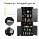 Cupboard Freestanding Kitchen Cabinet w- Adjustable Shelves-Black