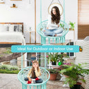 Hanging Macrame Hammock Chair with Handwoven Cotton Backrest-Turquoise