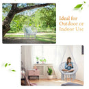 Hanging Macrame Hammock Chair with Handwoven Cotton Backrest-White