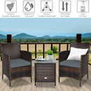 3 Pcs Outdoor Rattan Wicker Furniture Set-Gray