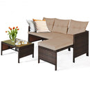 3 Piece Patio Wicker Rattan Sofa Set