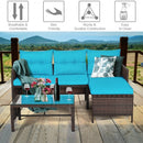 3 Piece Patio Wicker Rattan Sofa Set-Turquoise