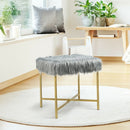 Faux Fur Ottoman Decorative Stool with Metal Legs