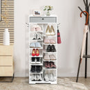 Wooden Free Standing Shoe Storage Shelf with Fabric Drawer-White