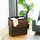 Laundry Hamper Hand-Woven Synthetic Rattan Laundry Basket-Brown