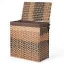 Laundry Hamper Hand-Woven Synthetic Rattan Laundry Basket-Brown