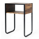 Industrial Coffee Nightstand Side Table with Metal Rustic Frame