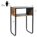 Industrial Coffee Nightstand Side Table with Metal Rustic Frame