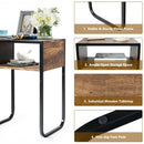 Industrial Coffee Nightstand Side Table with Metal Rustic Frame