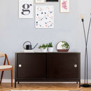 TV Stand Modern Entertainment Cabinet with Sliding Doors-Coffee