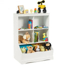 3-Tier Children's Multi-Functional Bookcase Toy Storage Bin Floor Cabinet-White