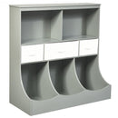 Freestanding Combo Cubby Bin Storage Organizer Unit W-3 Baskets-Gray