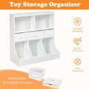 Freestanding Combo Cubby Bin Storage Organizer Unit W-3 Baskets-White