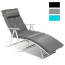 Outdoor Lightweight Folding Chaise Lounge Chair-Gray