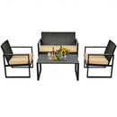 4 Pcs Patio Rattan Furniture Set Cushioned Sofa Coffee Table Garden Deck