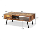 Mid Century Modern Living Room Retro Coffee Table-Brown
