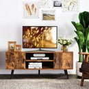 Industrial TV Stand with Storage Cabinets-Coffee